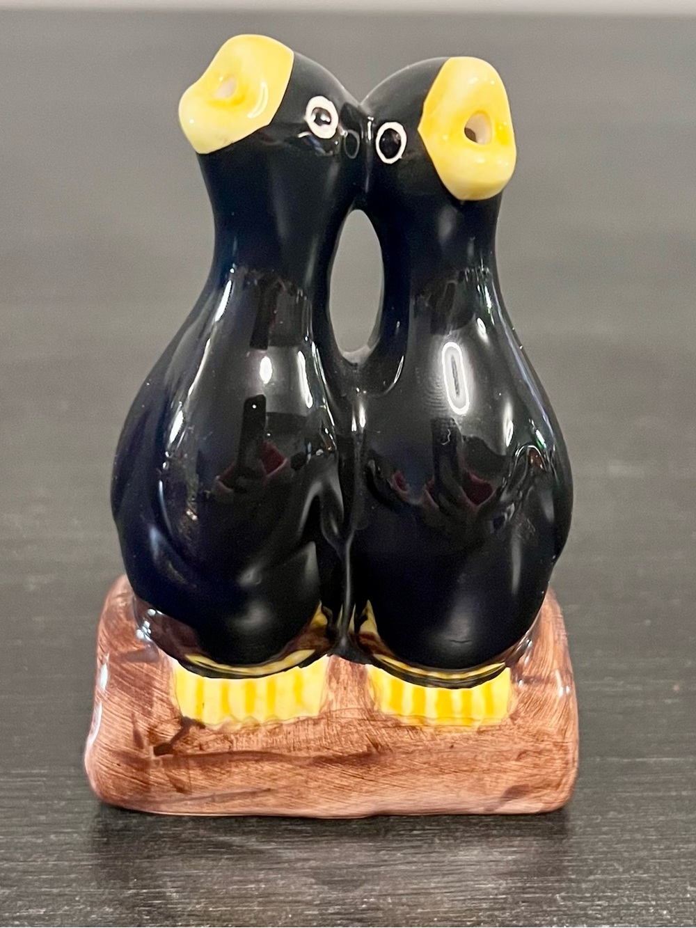 VTG Double Blackbirds On Log Pie Bird/Vent Mid 1990s 3.75” Retro Farmhouse
